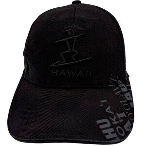 SURFWARE Hawaii Black Embroidered Surfer Hat All Over Island Print Adjustable